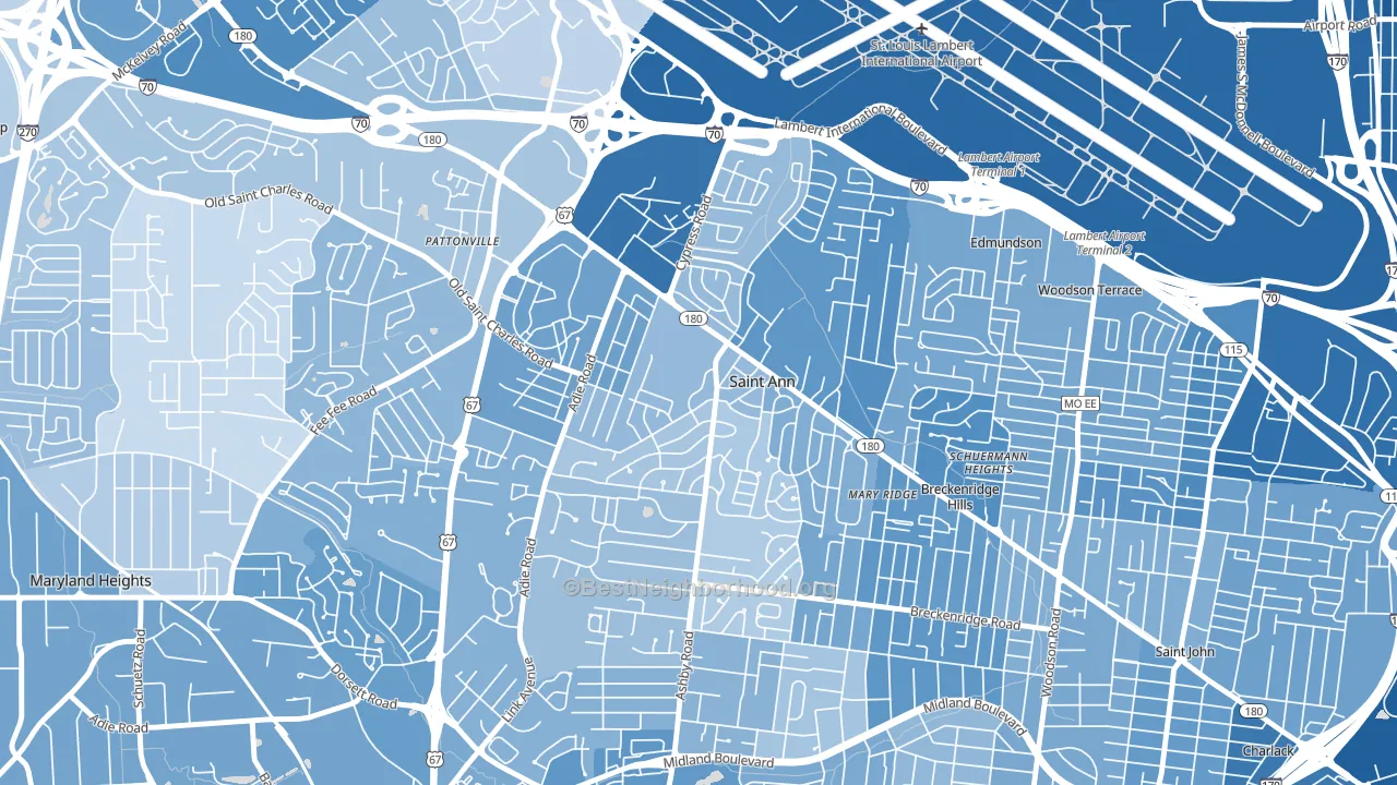 St. Ann, MO block-group political-lean map