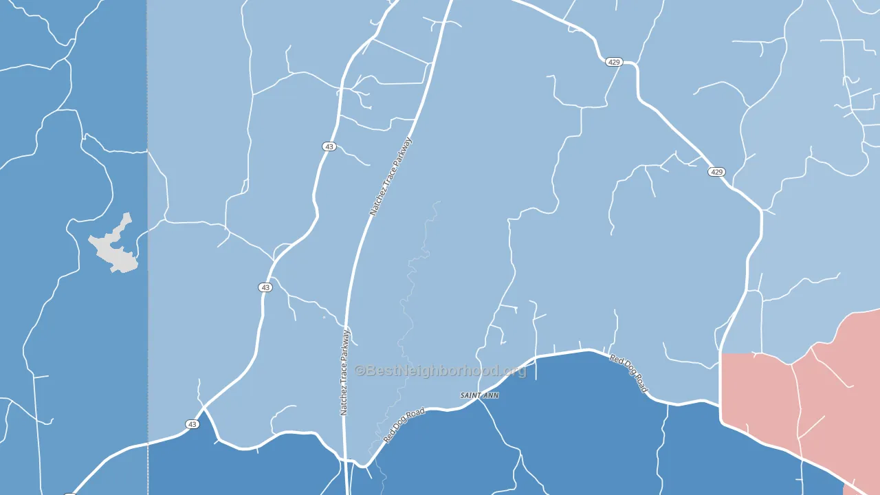 St. Ann, MS block-group political-lean map