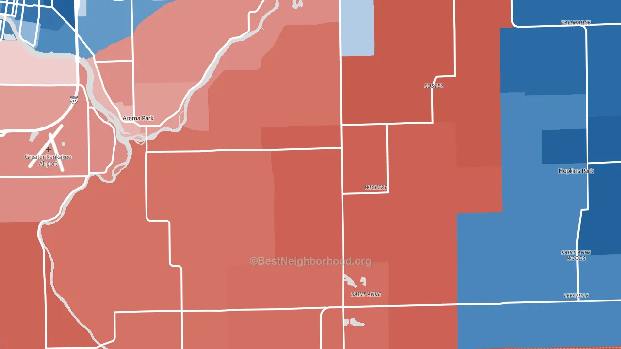 St. Anne, IL block-group political-lean map
