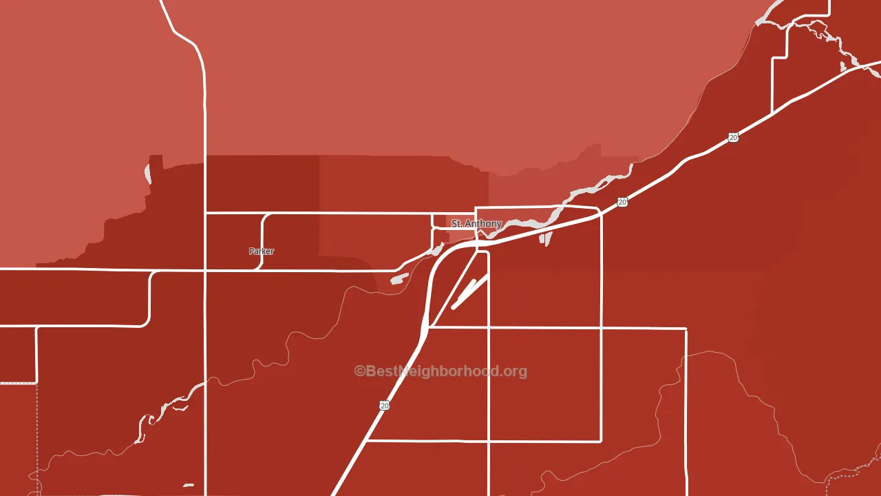 St. Anthony, ID block-group political-lean map