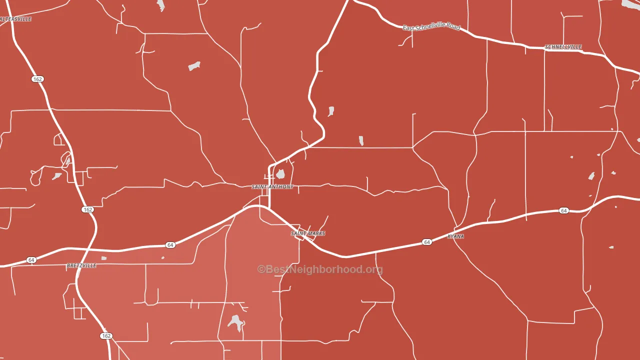 St. Anthony, IN block-group political-lean map