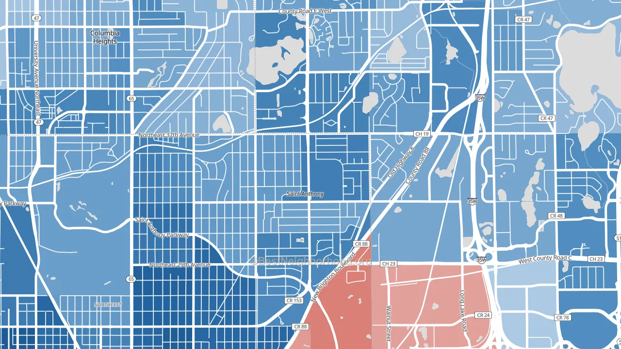 St. Anthony, MN block-group political-lean map