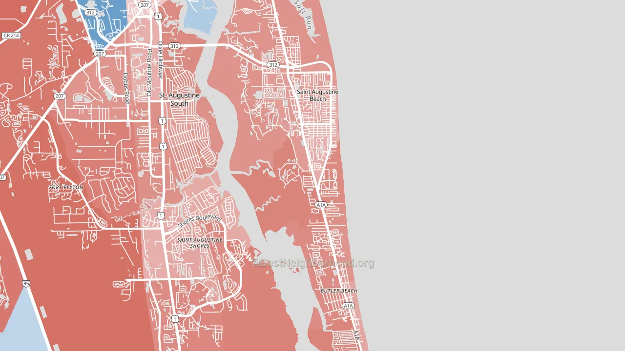 St. Augustine Beach, FL block-group political-lean map