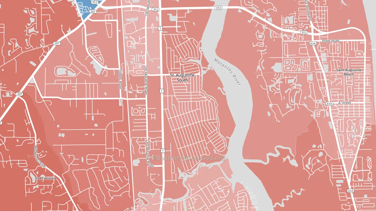 St. Augustine South, FL block-group political-lean map