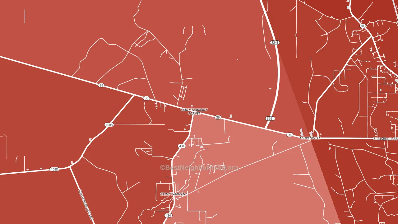 St. Benedict, LA block-group political-lean map