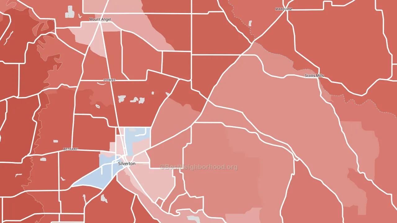 St. Benedict, OR block-group political-lean map