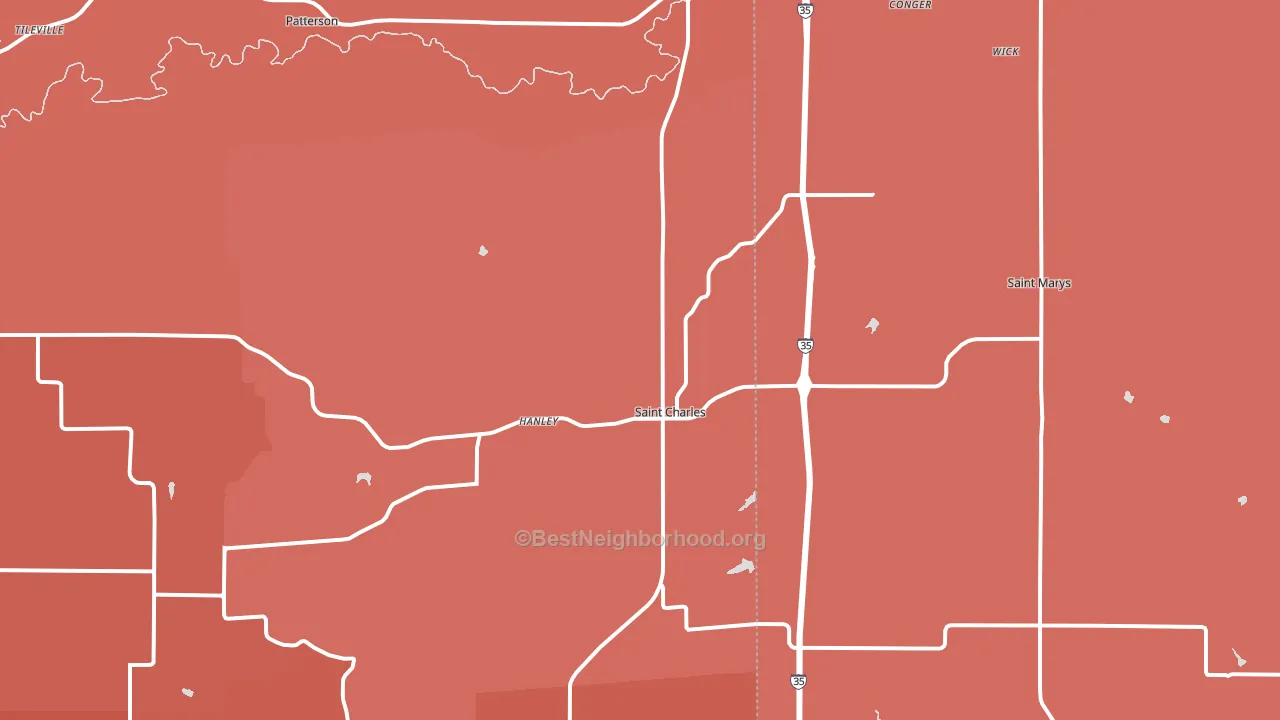 St. Charles, IA block-group political-lean map