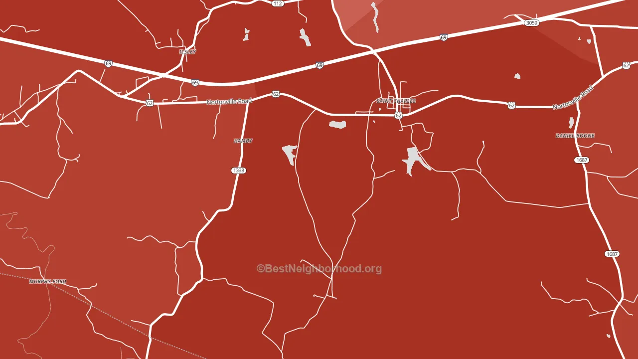 St. Charles, KY block-group political-lean map