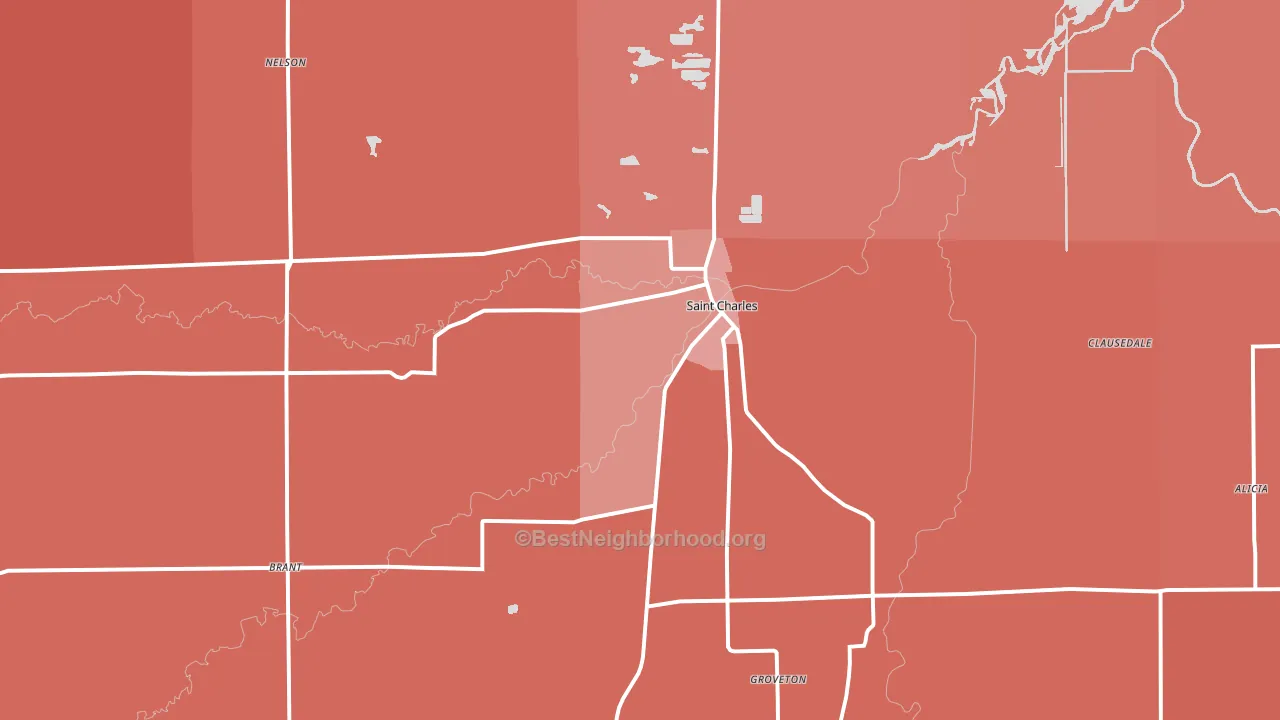 St. Charles, MI block-group political-lean map