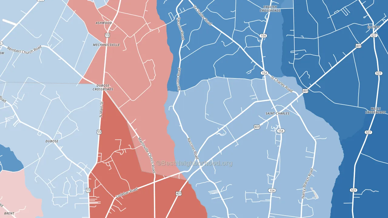 St. Charles, SC block-group political-lean map