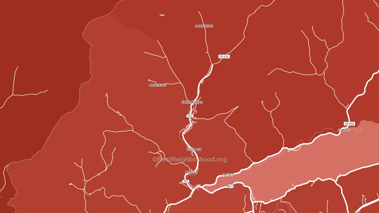 St. Charles, VA block-group political-lean map