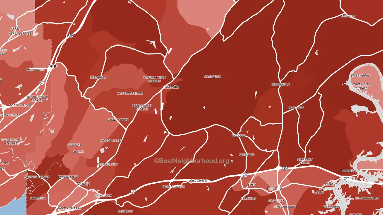 St. Clair County, AL block-group political-lean map
