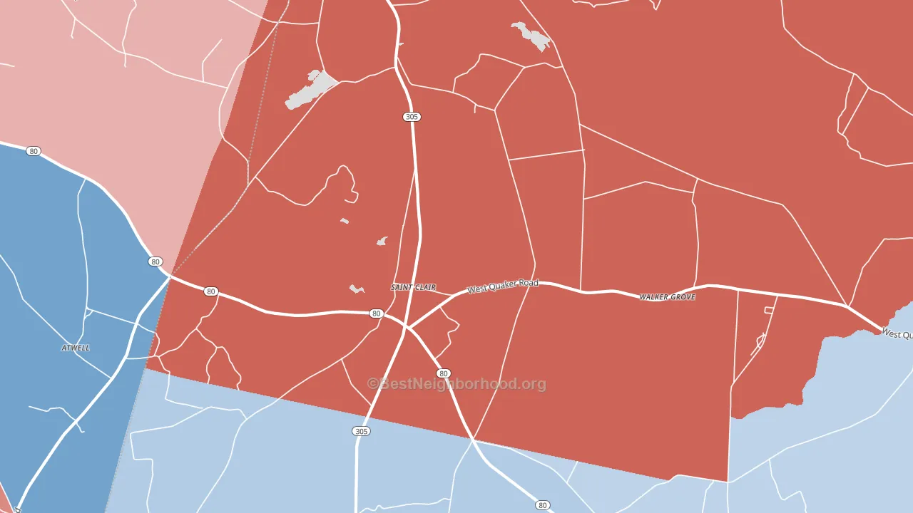 St. Clair, GA block-group political-lean map