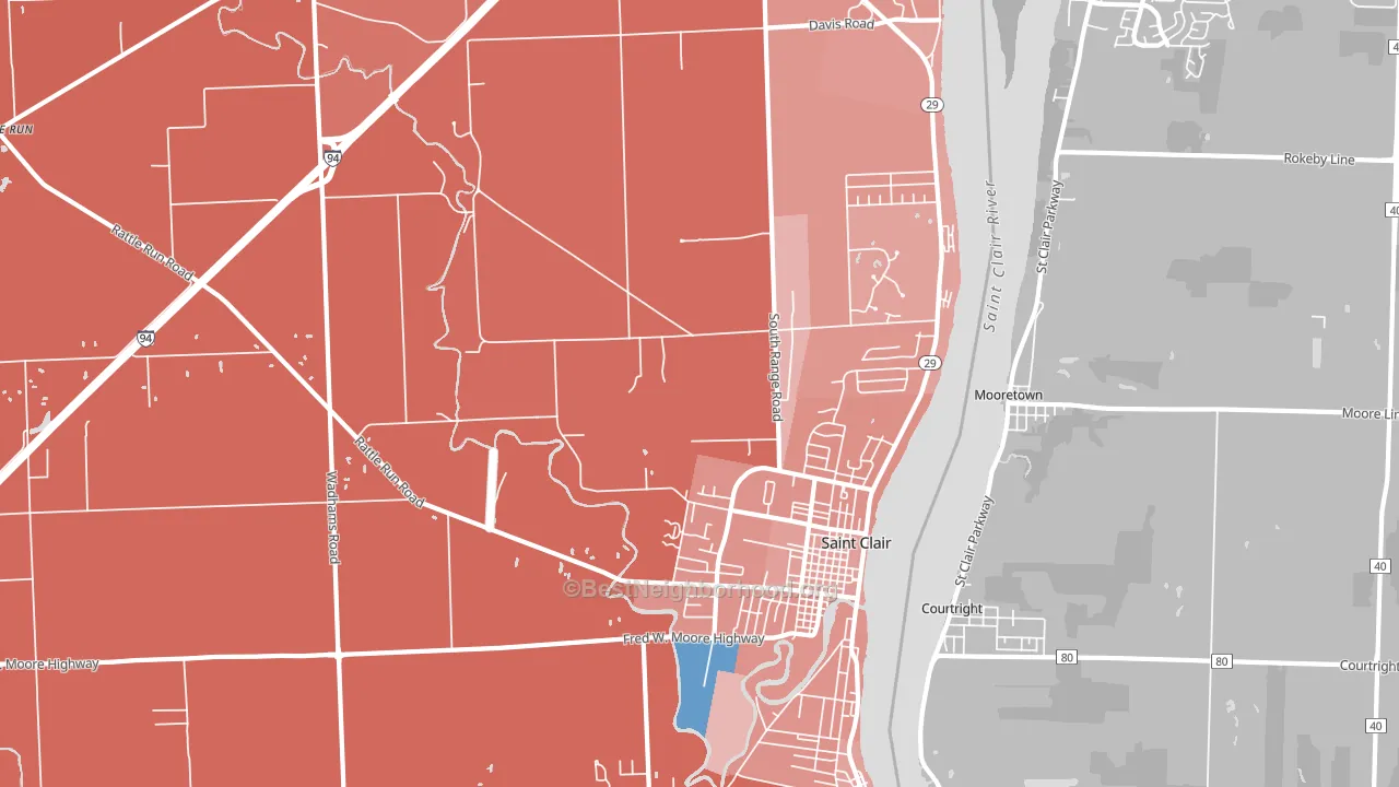 St. Clair, MI block-group political-lean map