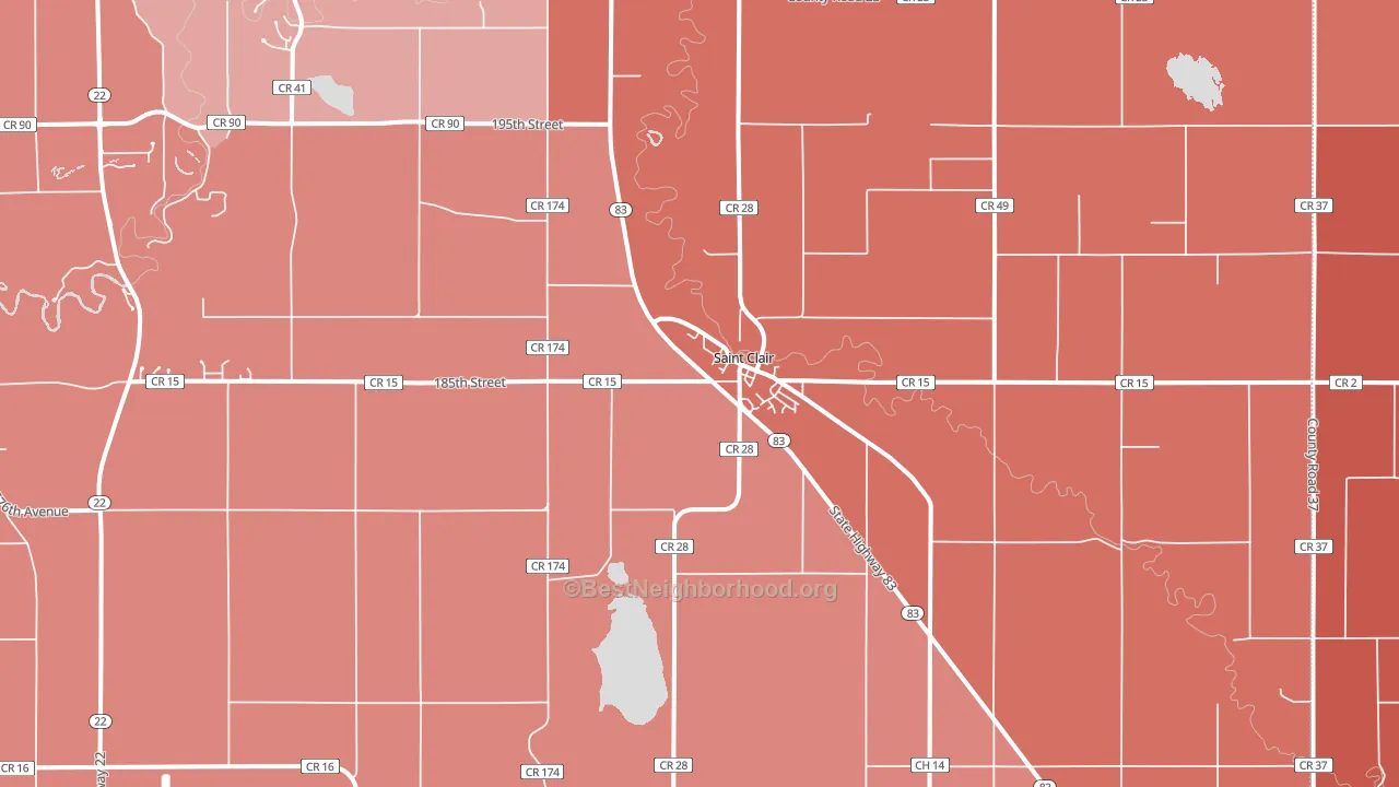 St. Clair, MN block-group political-lean map