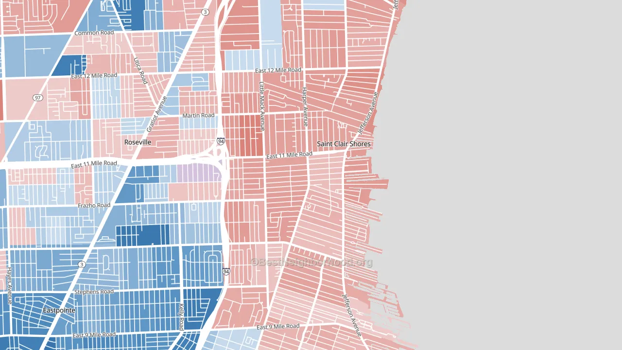 St. Clair Shores, MI block-group political-lean map