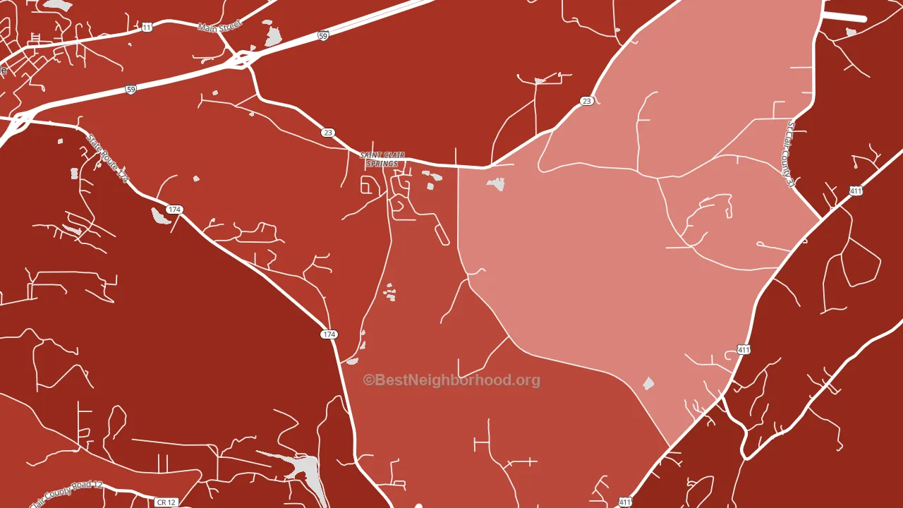 St. Clair Springs, AL block-group political-lean map