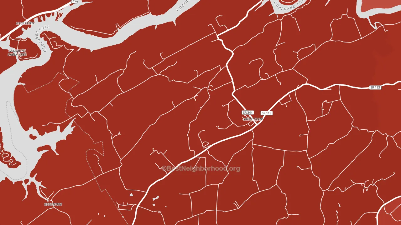 St. Clair, TN block-group political-lean map