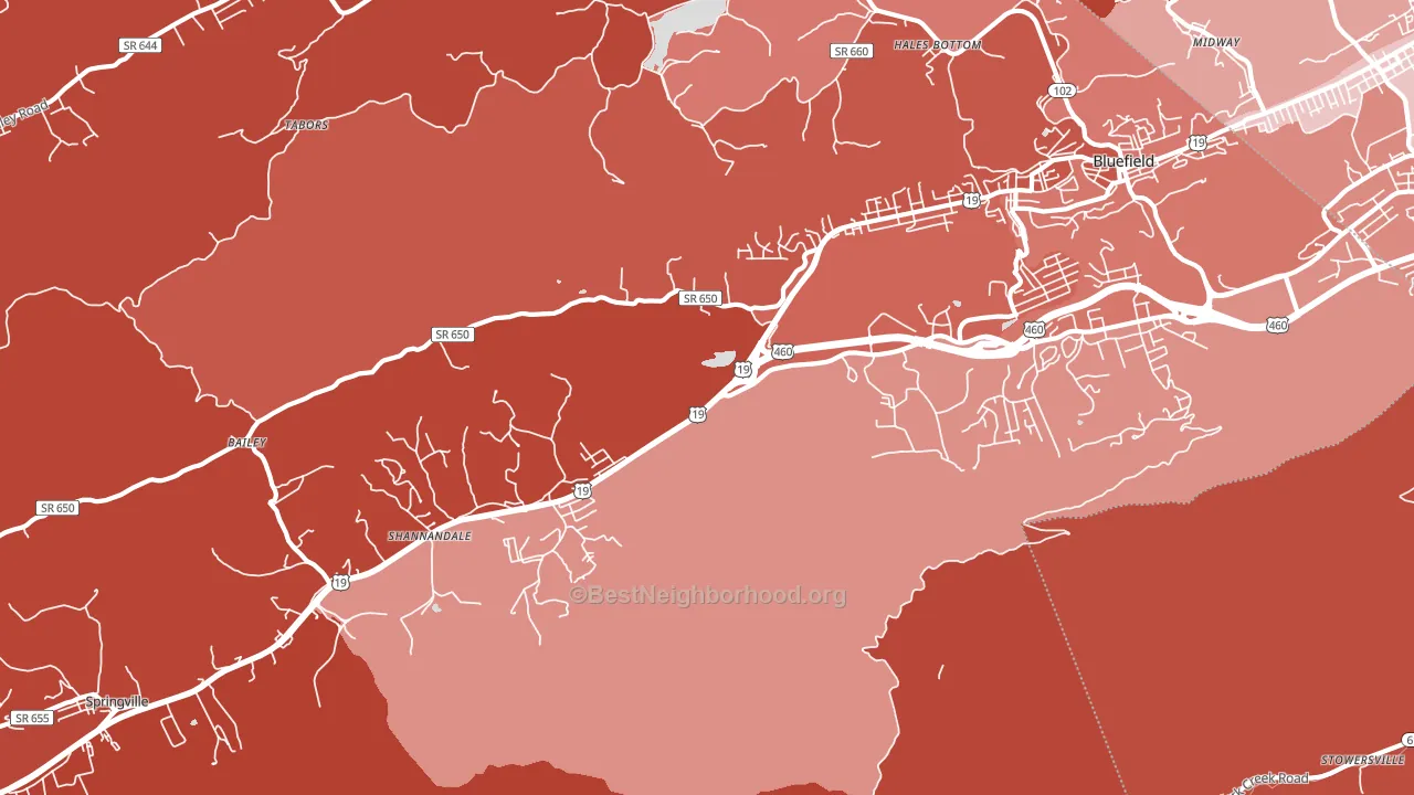 St. Clair, VA block-group political-lean map