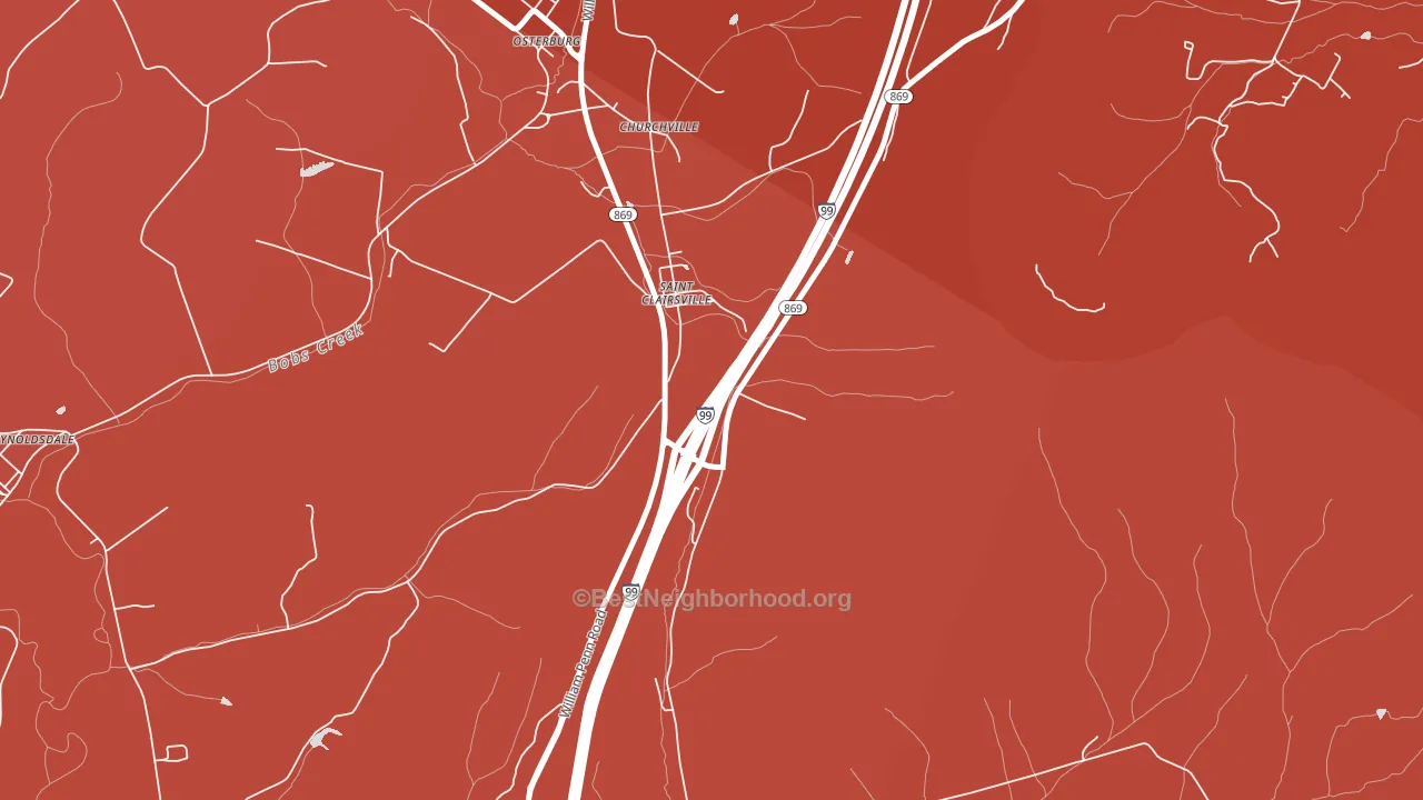 St. Clairsville, PA block-group political-lean map