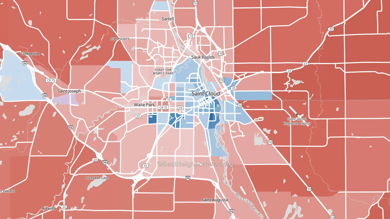 St. Cloud, MN block-group political-lean map