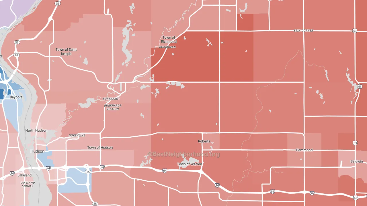 St. Croix County, WI block-group political-lean map