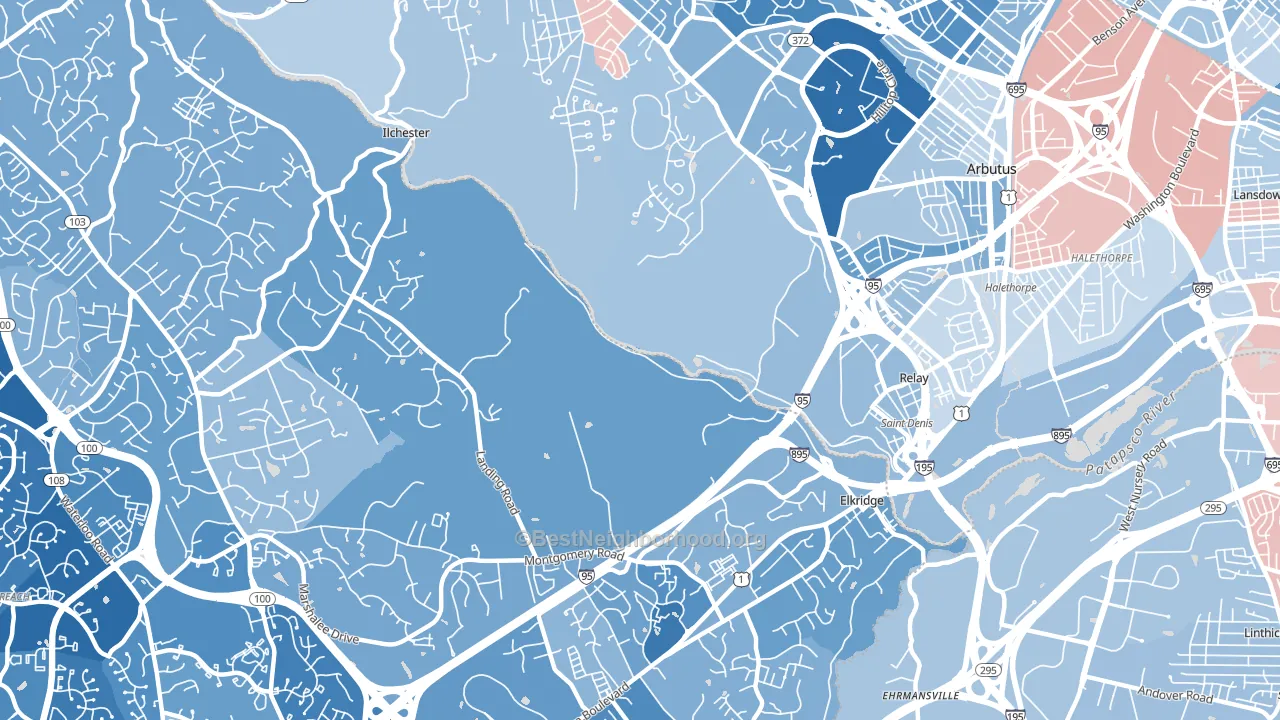 St Denis, Catonsville, MD block-group political-lean map