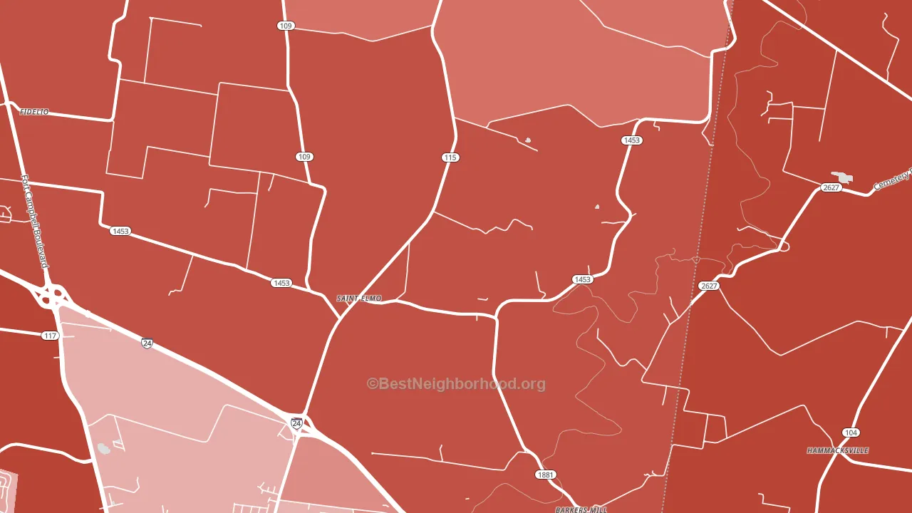 St. Elmo, KY block-group political-lean map