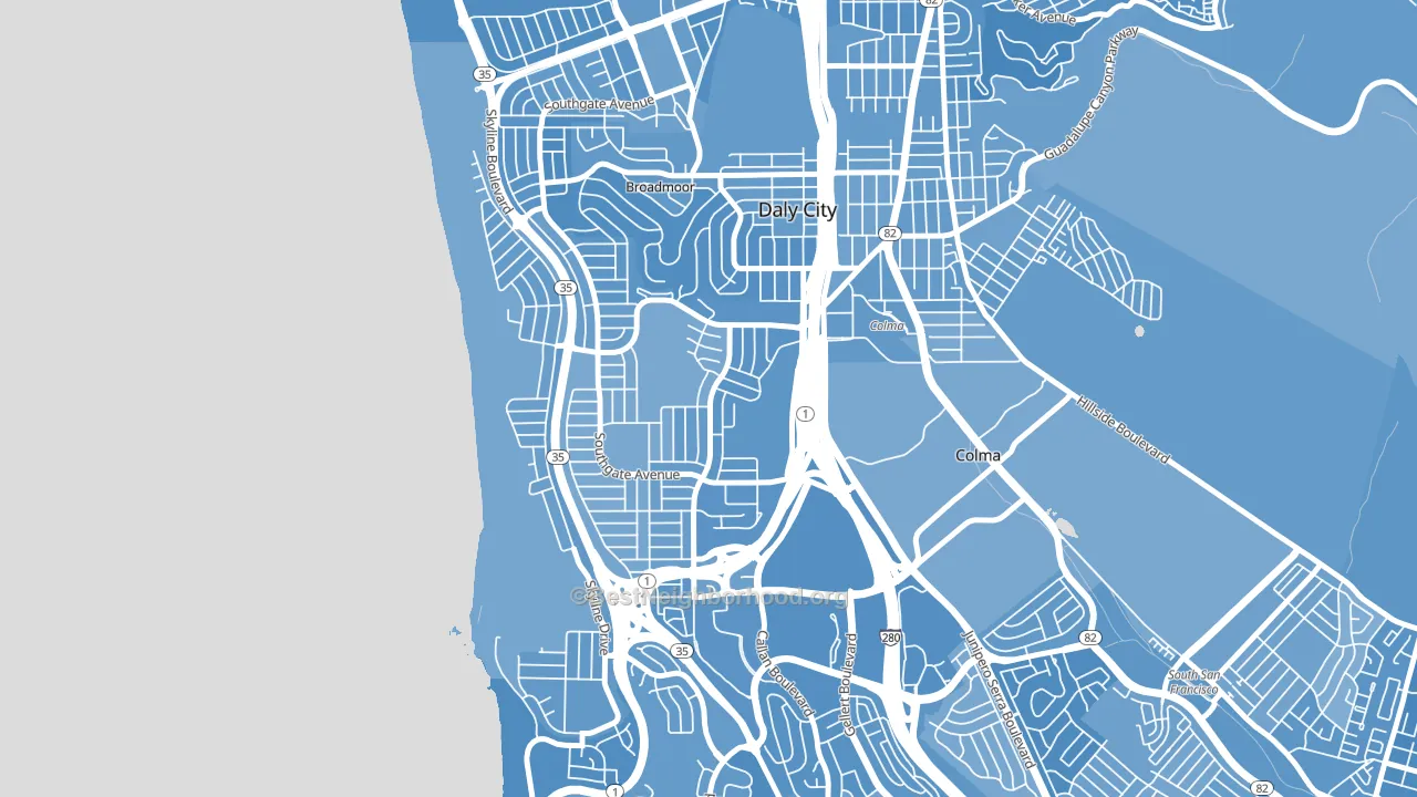 St. Francis, Daly City, CA block-group political-lean map