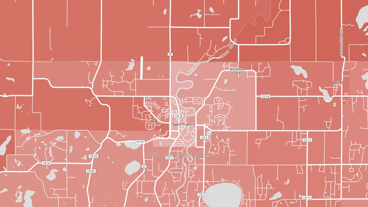 St. Francis, MN block-group political-lean map
