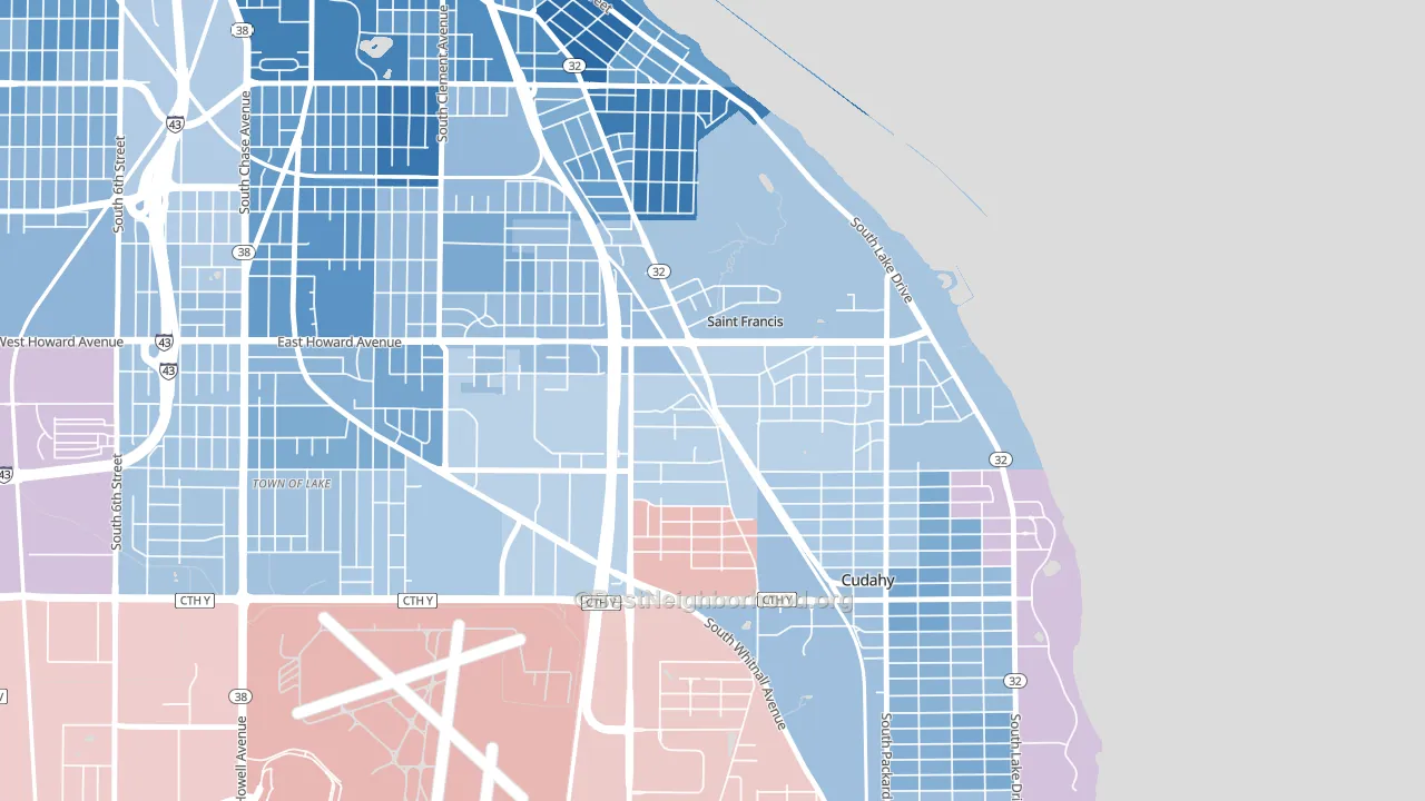 St. Francis, WI block-group political-lean map