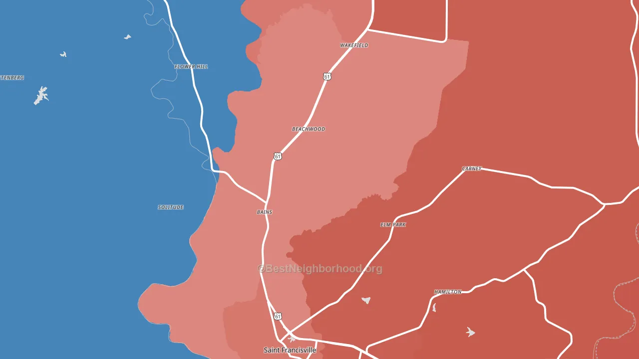 St. Francisville, LA block-group political-lean map
