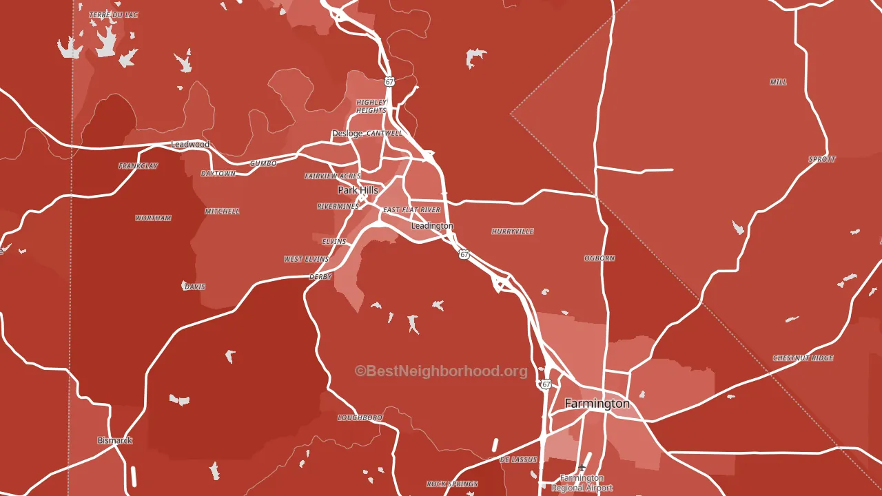 St. Francois County, MO block-group political-lean map