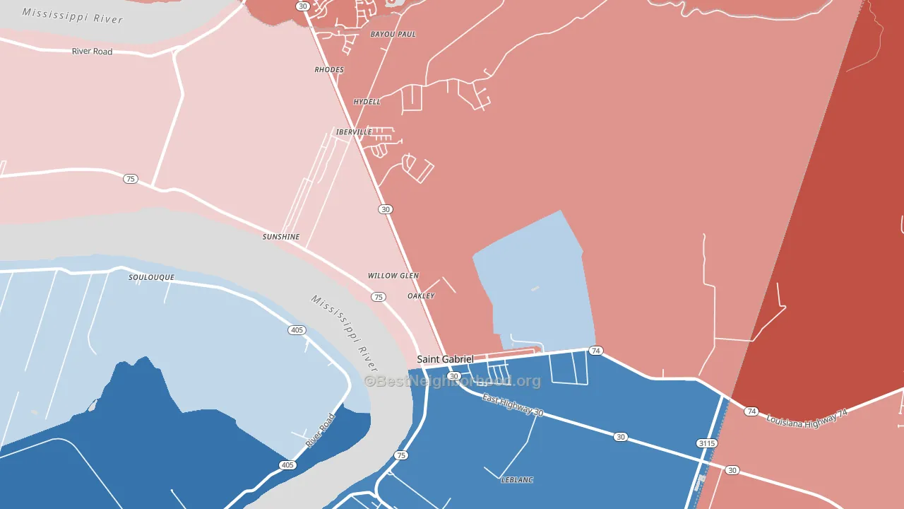 St. Gabriel, LA block-group political-lean map