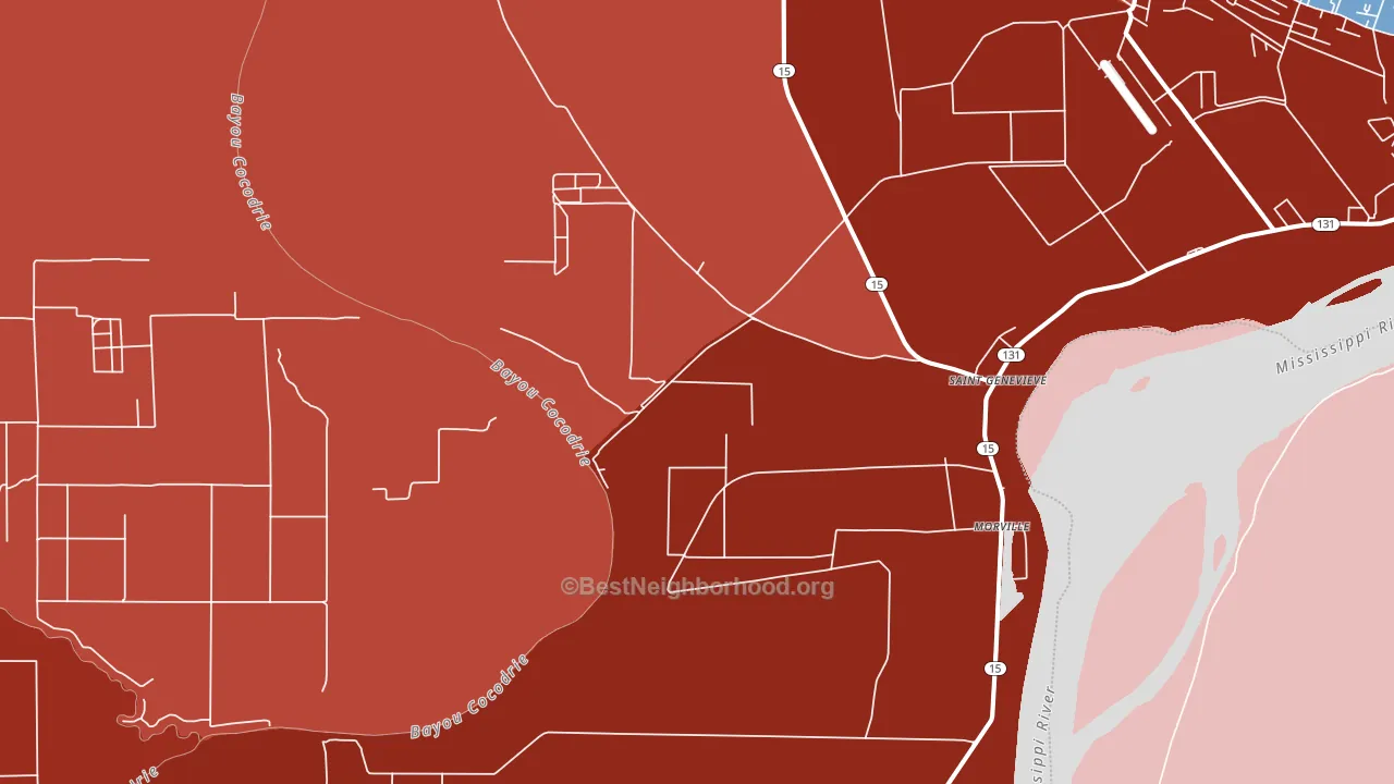 St. Genevieve, LA block-group political-lean map