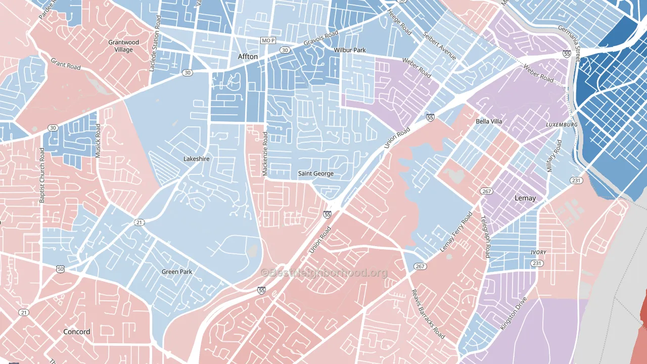 St. George, MO block-group political-lean map