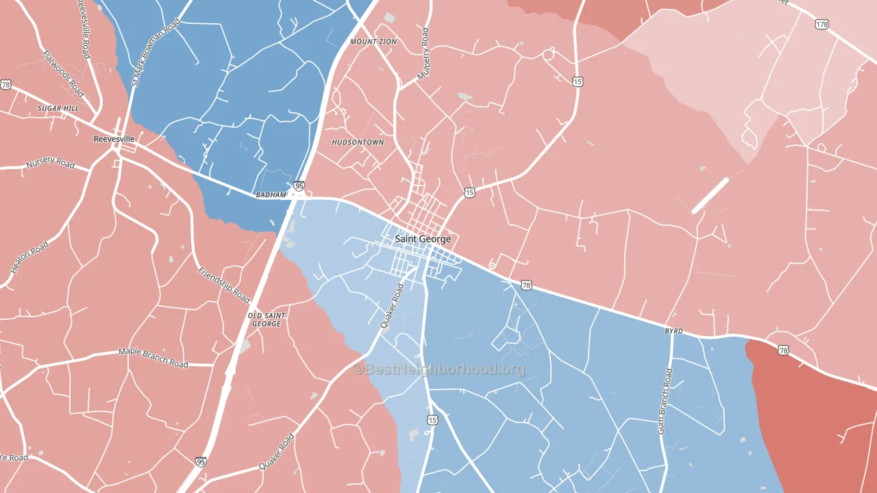 St. George, SC block-group political-lean map