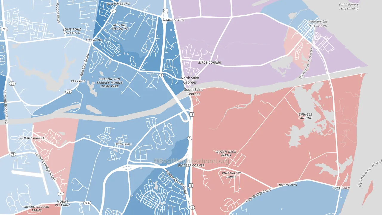 St. Georges, DE block-group political-lean map