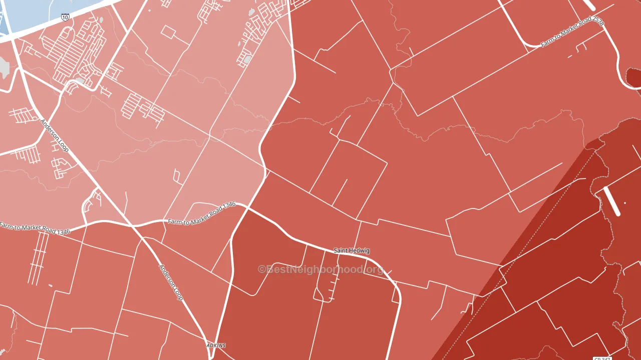 St. Hedwig, TX block-group political-lean map