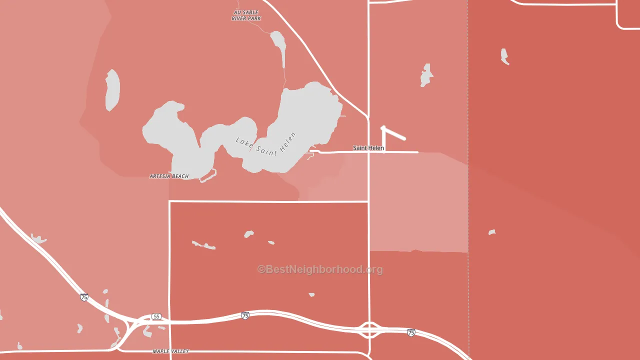 St. Helen, MI block-group political-lean map