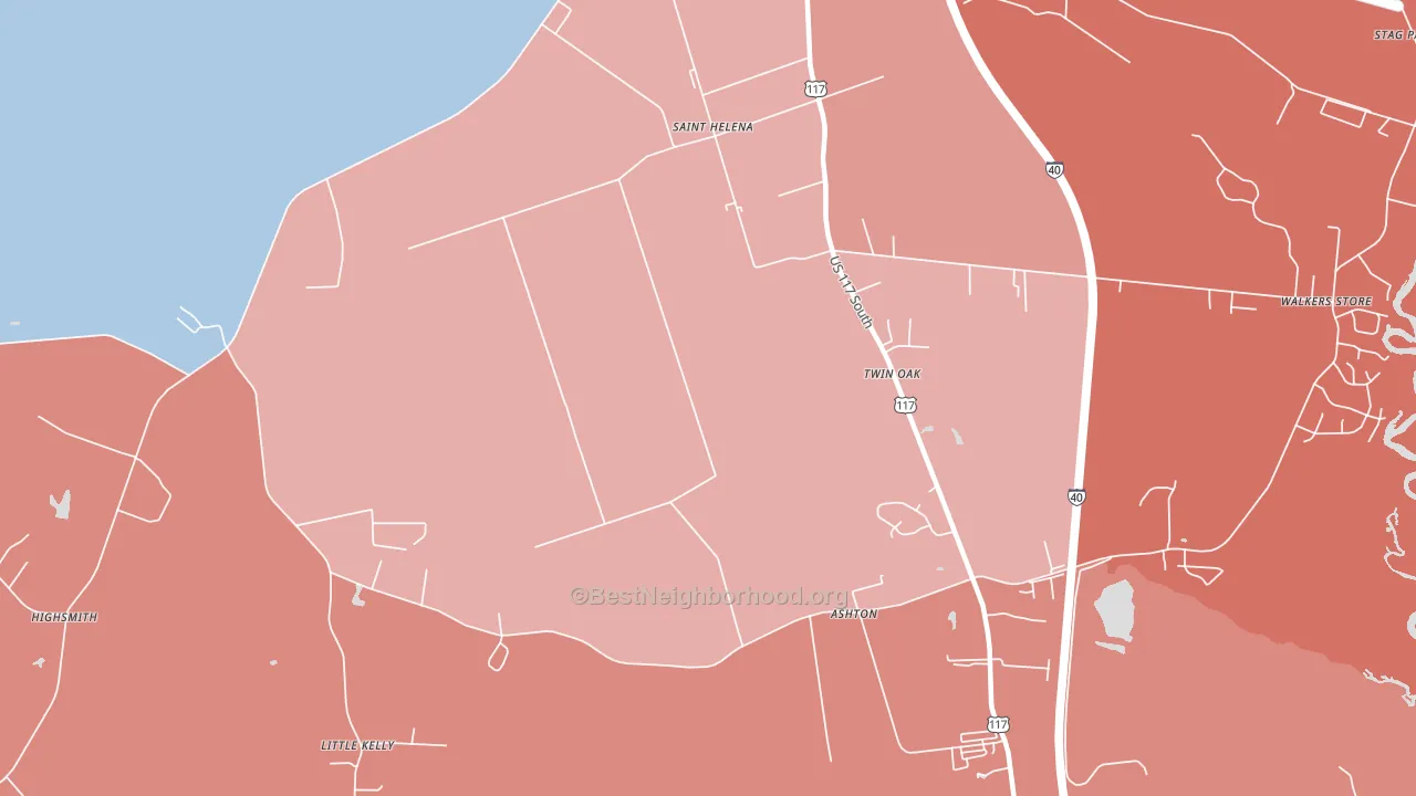 St. Helena, NC block-group political-lean map