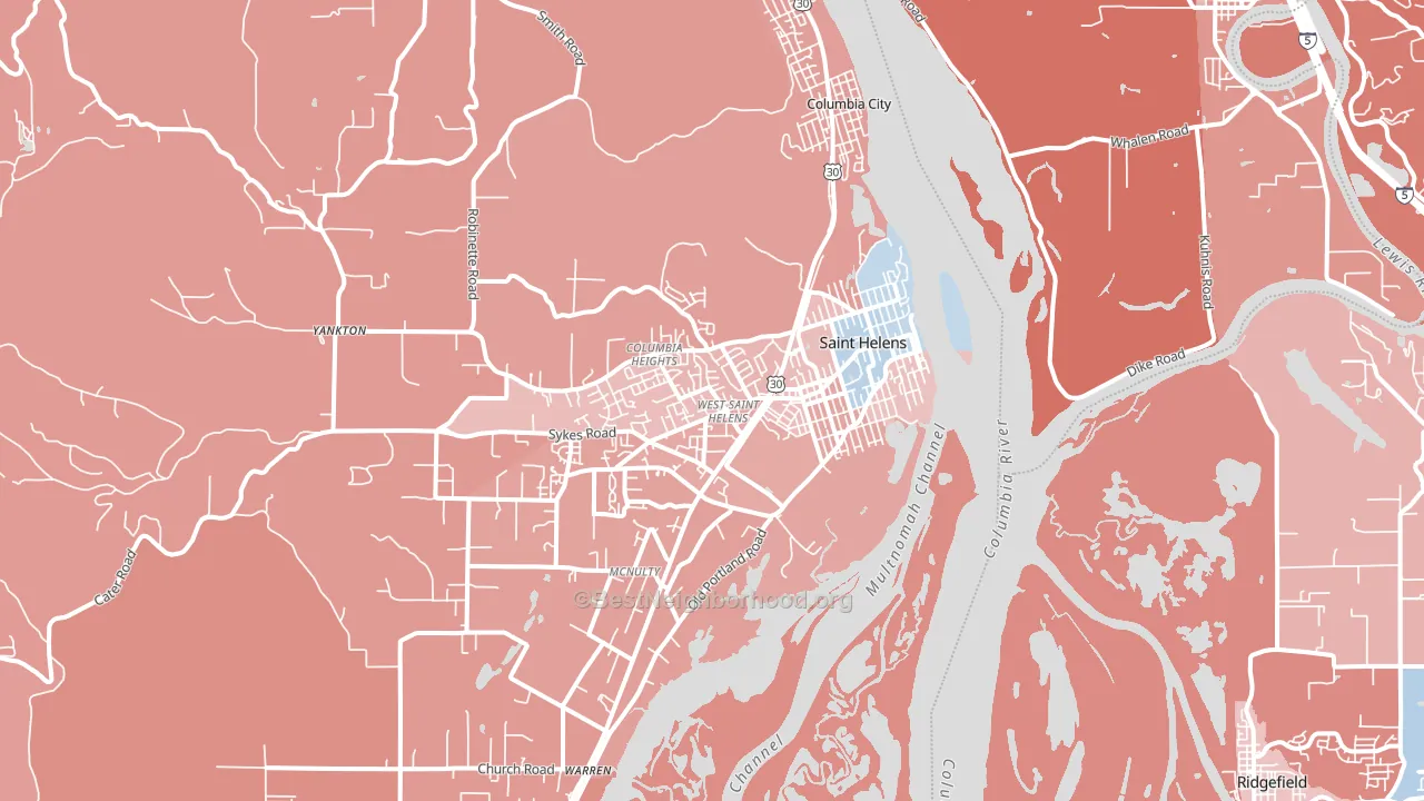 St. Helens, OR block-group political-lean map