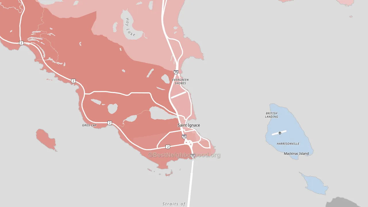 St. Ignace, MI block-group political-lean map