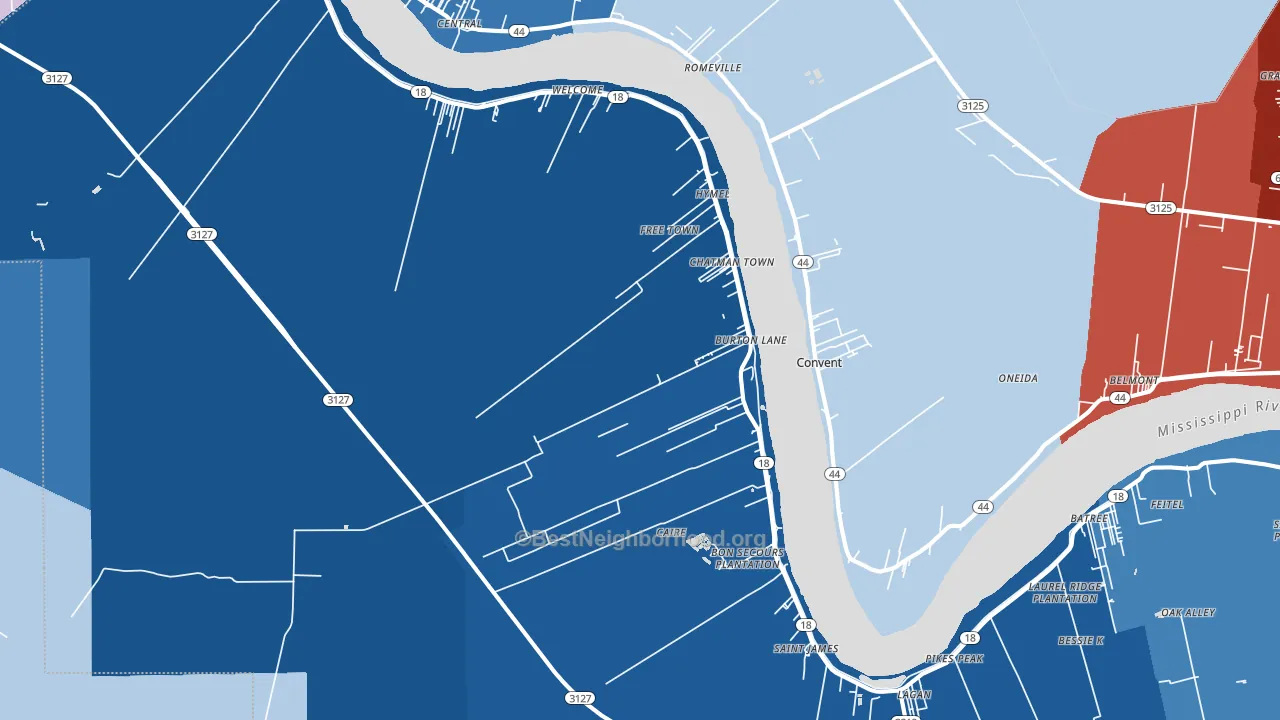 St. James, LA block-group political-lean map