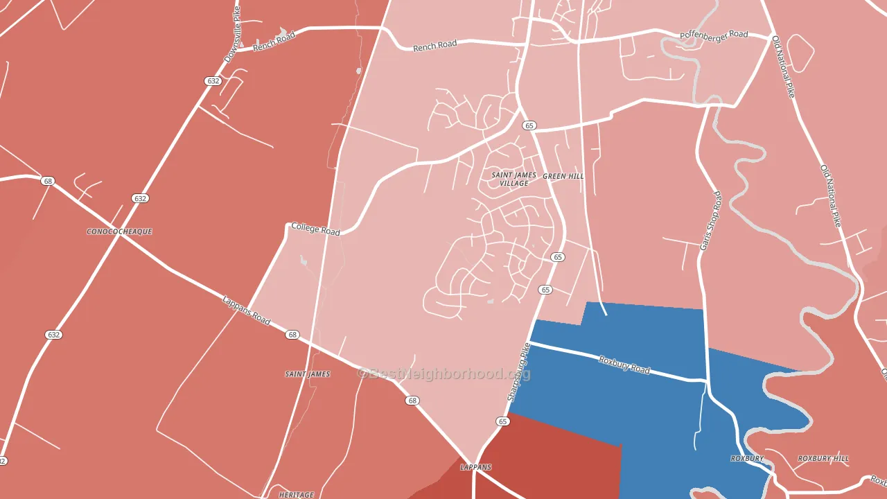 St. James, MD block-group political-lean map