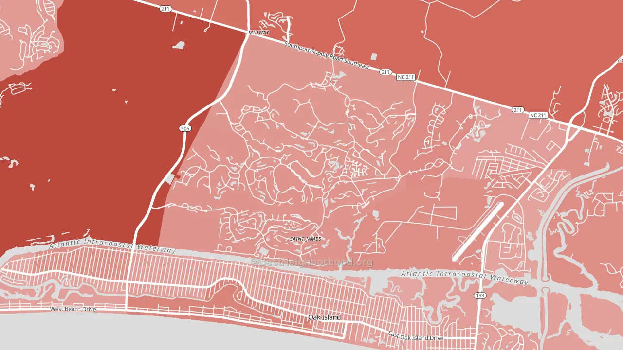 St. James, NC block-group political-lean map