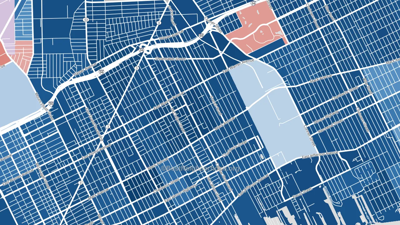 St Jean, Detroit, MI block-group political-lean map