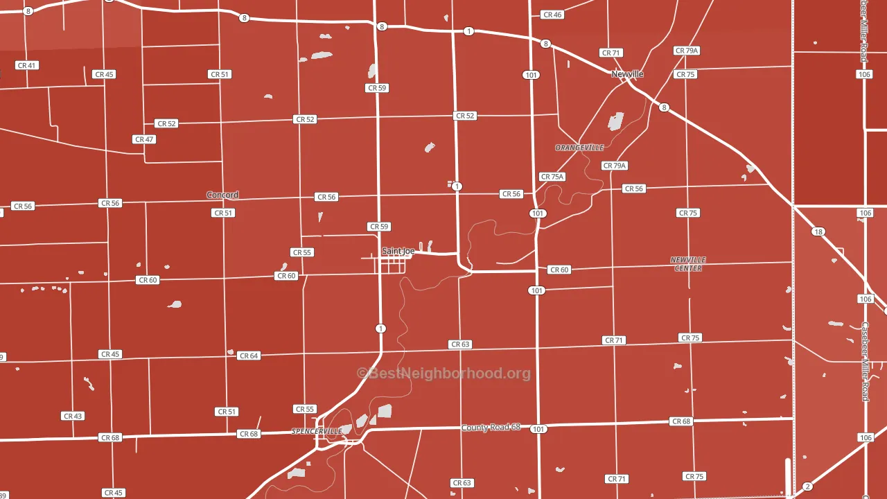 St. Joe, IN block-group political-lean map