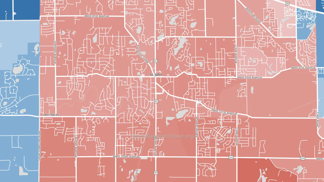 St. John, IN block-group political-lean map