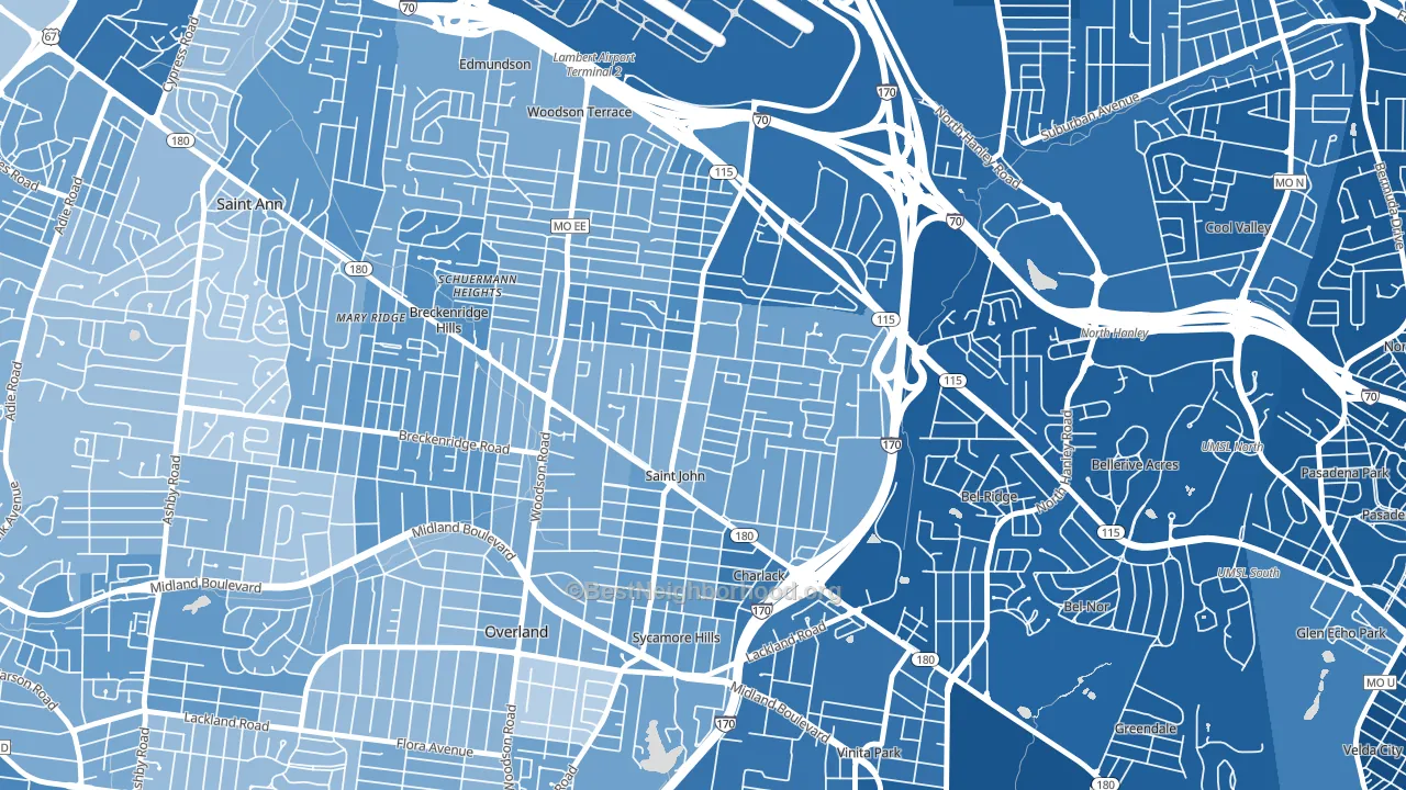 St. John, MO block-group political-lean map